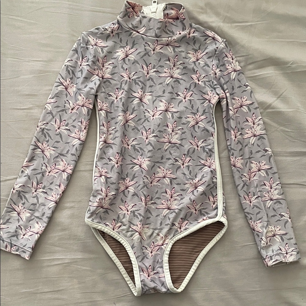 Acacia Swimwear Honey Ehukai Kids Floral One Piece - Gray and Pink